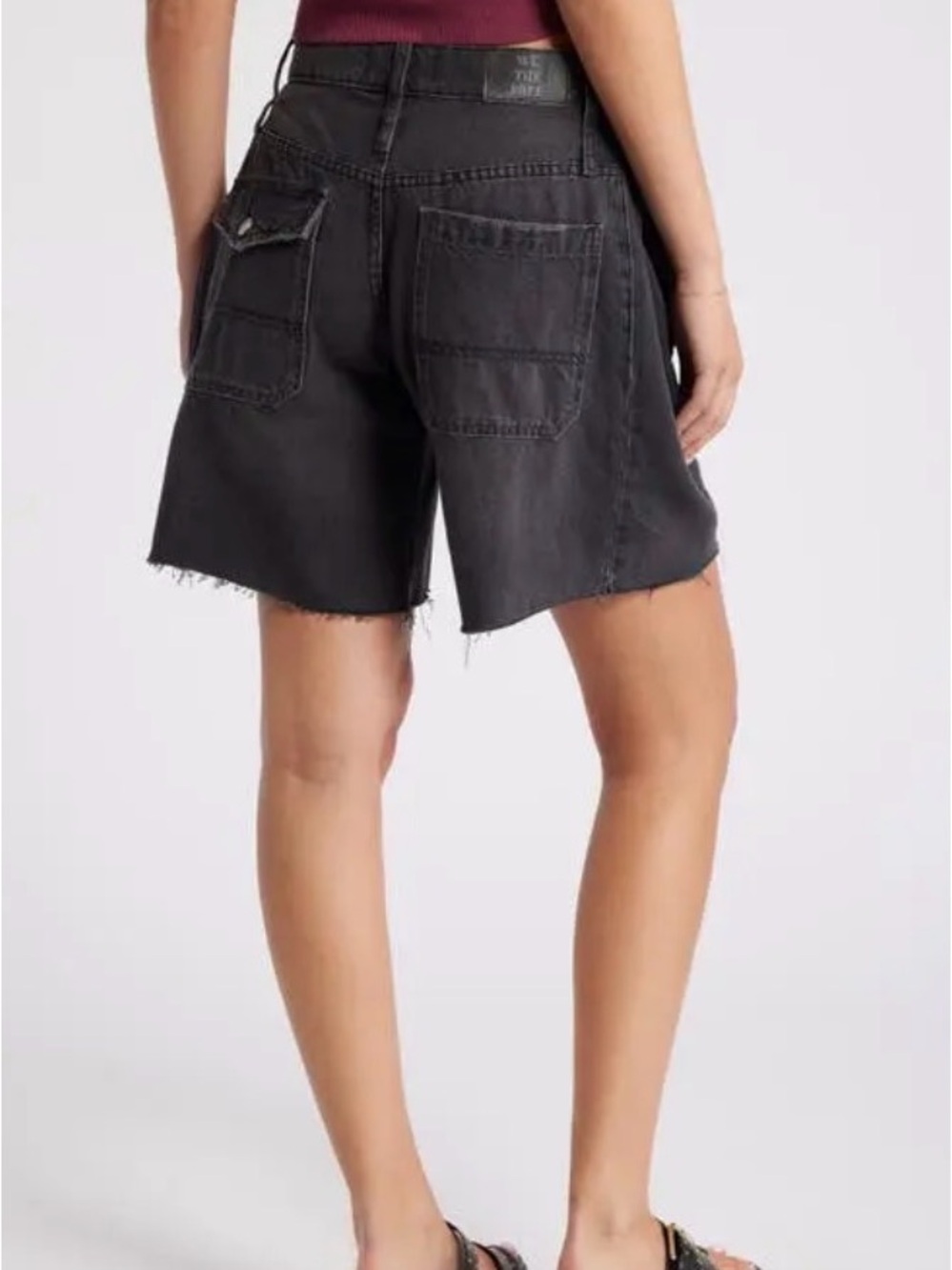 Free People Boomerang Denim Black Shorts Crossover 26 - Picture 2 of 6
